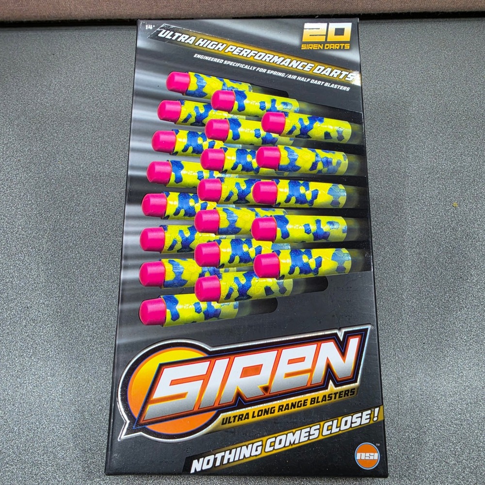 Siren Ultra High Performance Darts 20 Count Yellow Blue Pink New Half Length